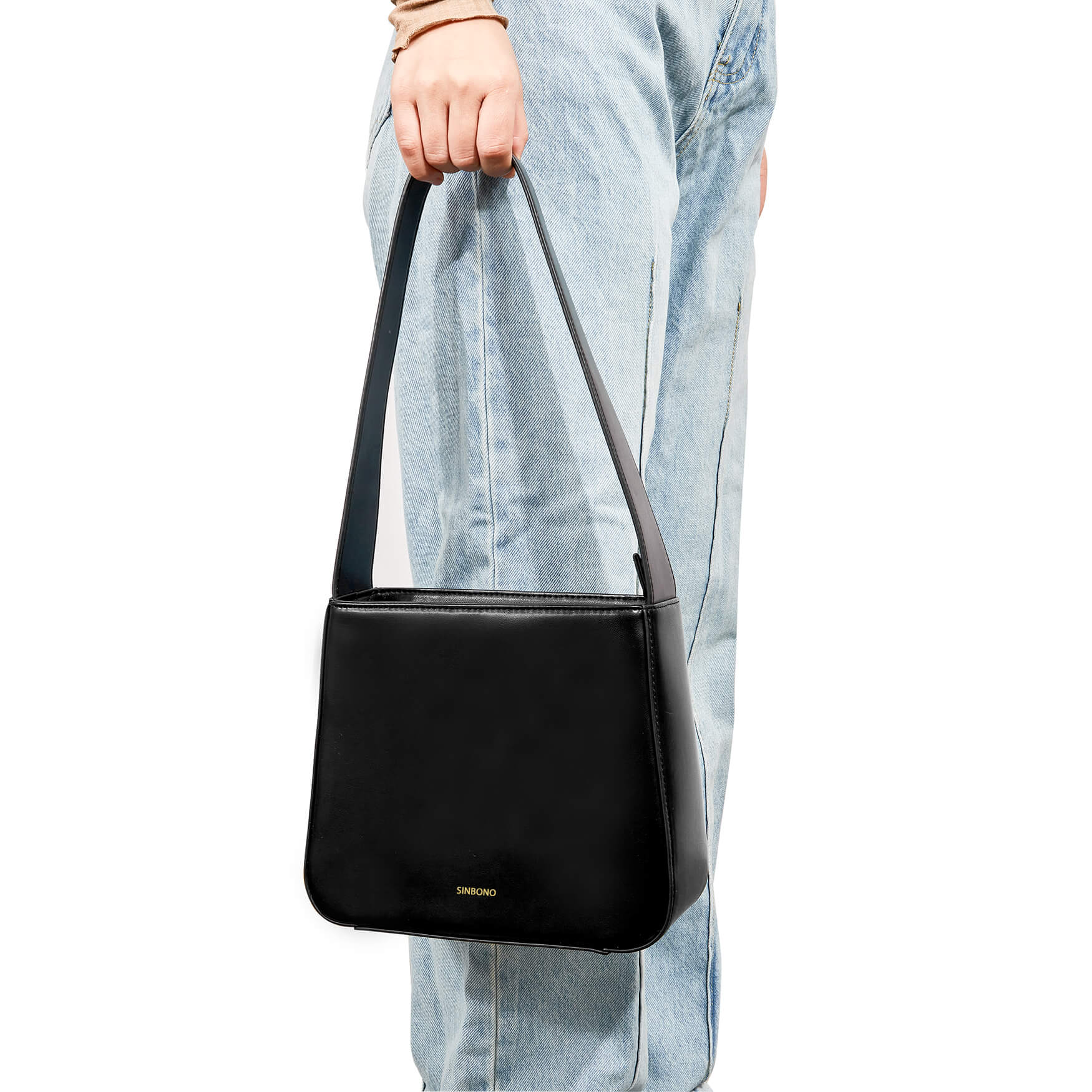SINBONO Betty Vegan Leather Shoulder Bag Black - Cruelty Free Leather Bag