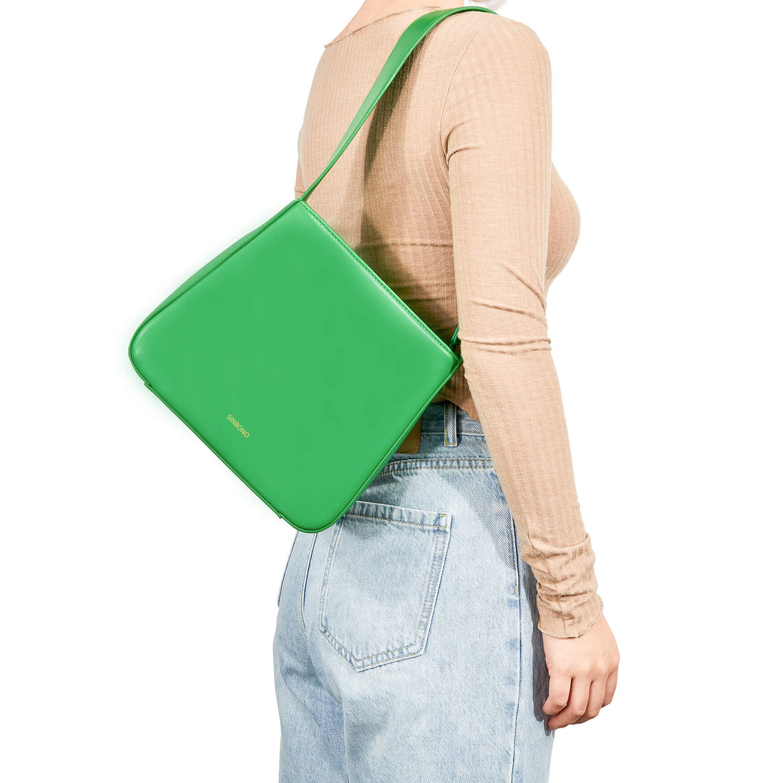 SINBONO Women Shoulder Square Bag Grass Green - Vegan Leather Shoulder Bag