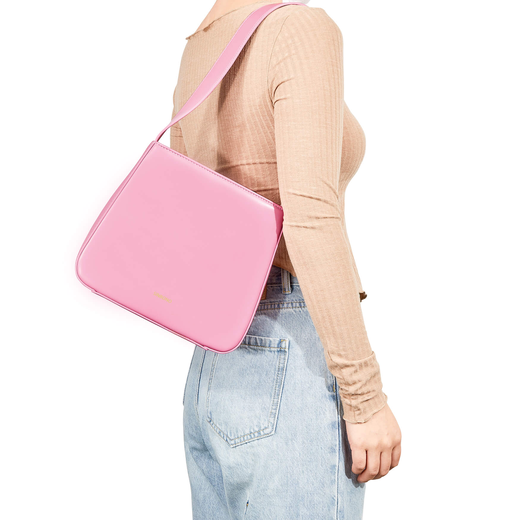 SINBONO Leather Shoulder Bag  - Top Women Leather Bag Pink