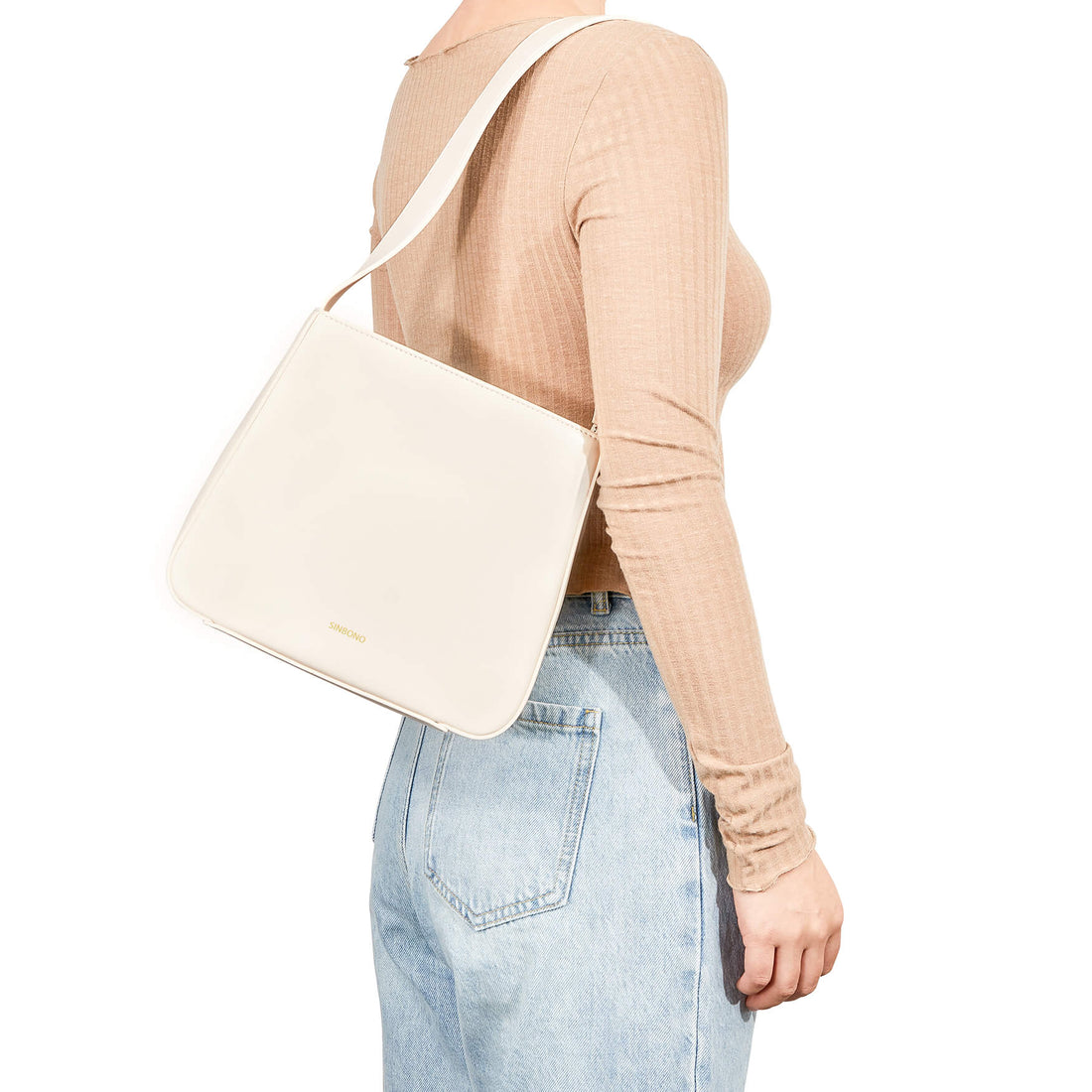 SINBONO Betty Leather Bag Ivory - Animal Free Leather Bag