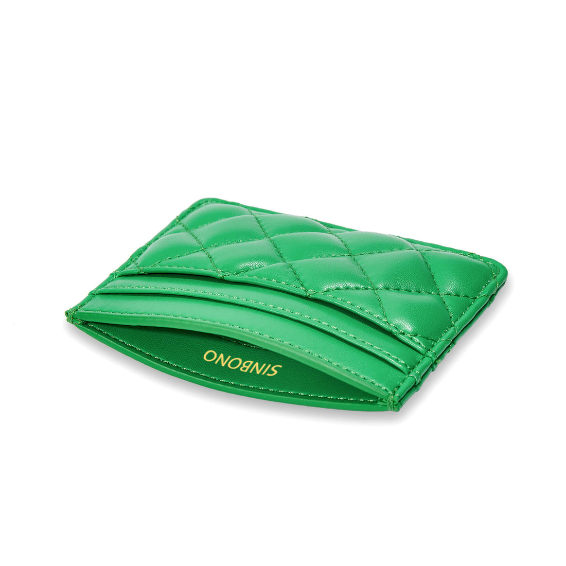 SINBONO Embossed Leather Business Card Holder Grass Green - Grass Green Leather Wallet