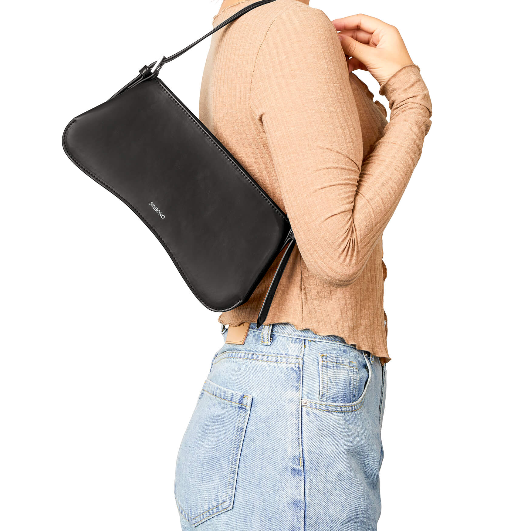 SINBONO Baguette Bag Black - Eco-Friendly Leather Bag