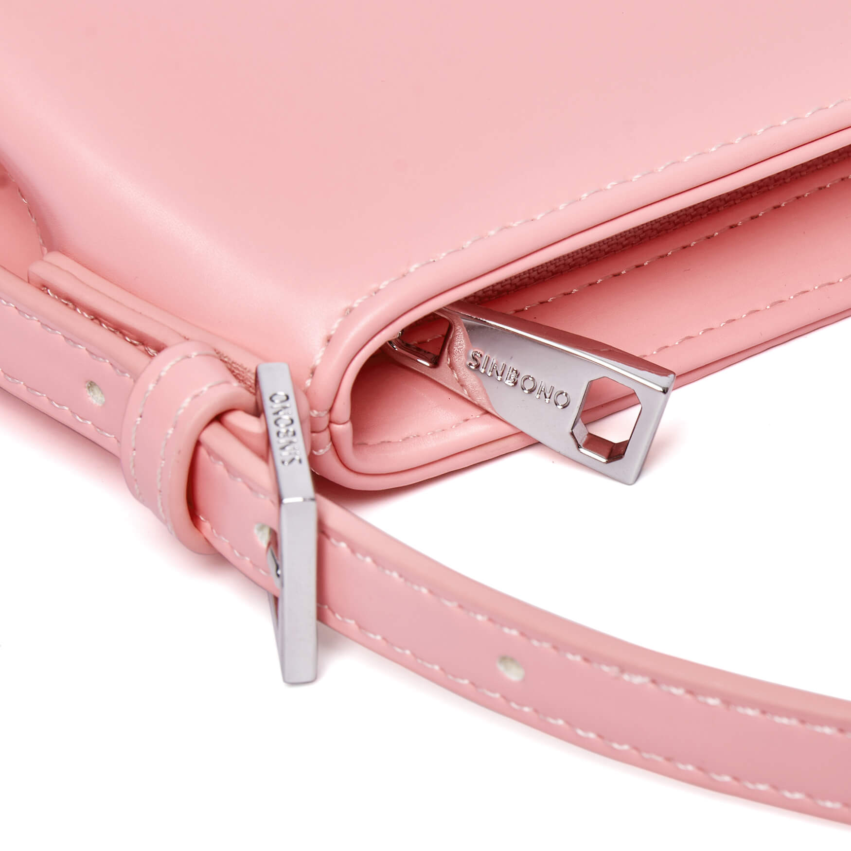 SINBONO Eva Hobo Bag Pink - Faux Suede Lining Leather Bag