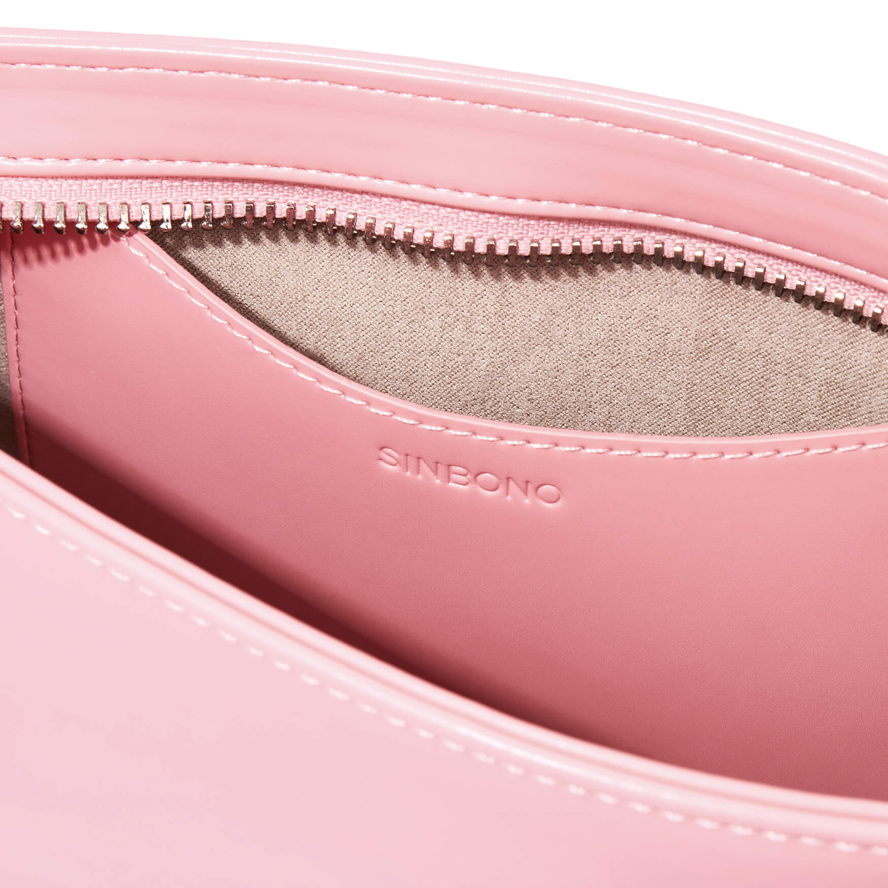 SINBONO Eva Hobo Bag Pink - Faux Suede Lining Leather Bag