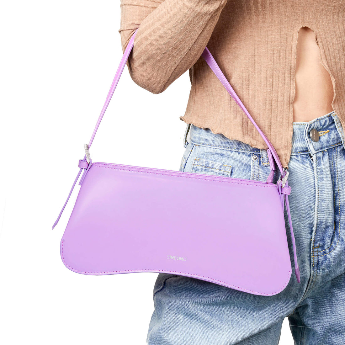 SINBONO Leather Shoulder Bag Purple - Top Women Leather Bag