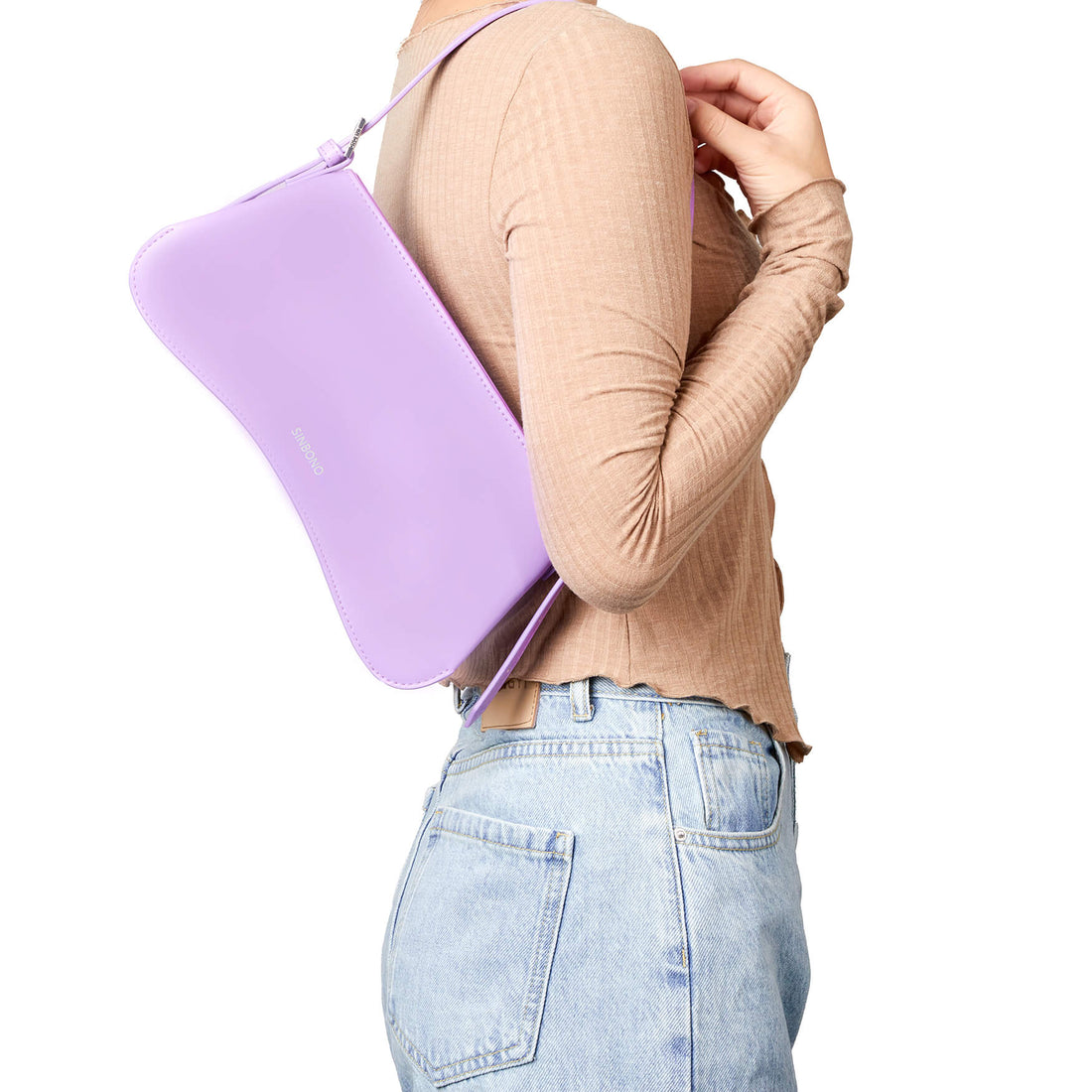 SINBONO Vegan Leather Shoulder Bag Purple - Women Baguette Bag