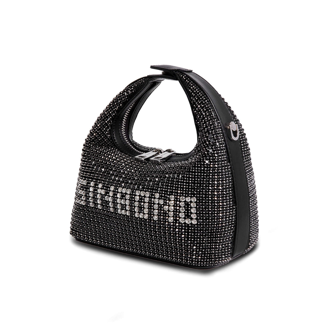 SINBONO Black Handbags with Rhinestones, Cool looking black rhinestone handbag