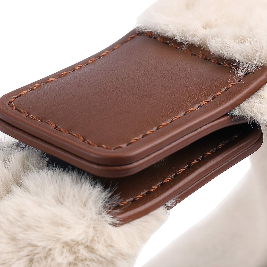 SINBONO Light Beige Leather Purse, Beige Fur Leather Shoulder Bag