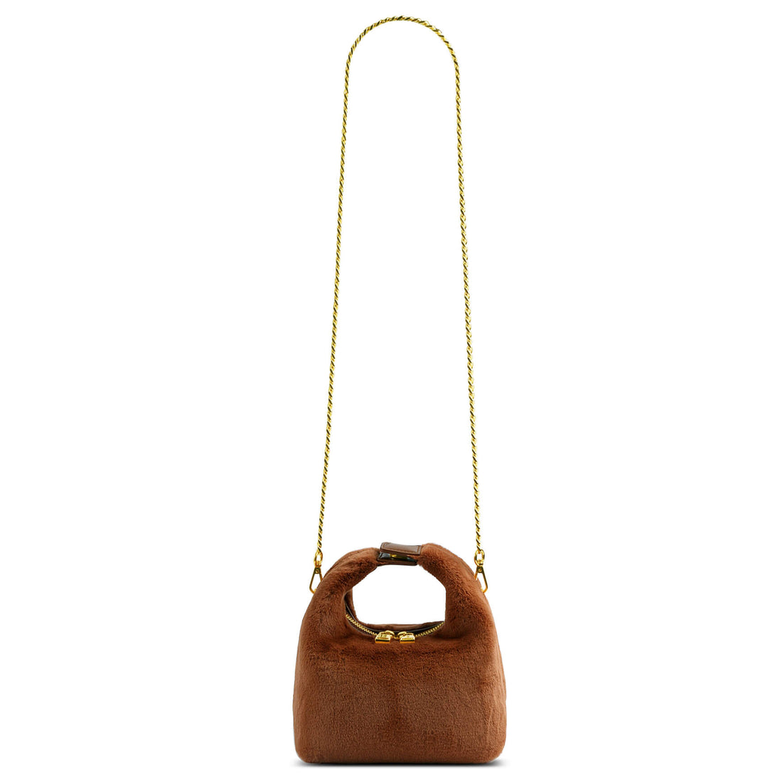 SINBONO Rabbit Fur Crossbody Bag, Leather Fur Shoulder Bag